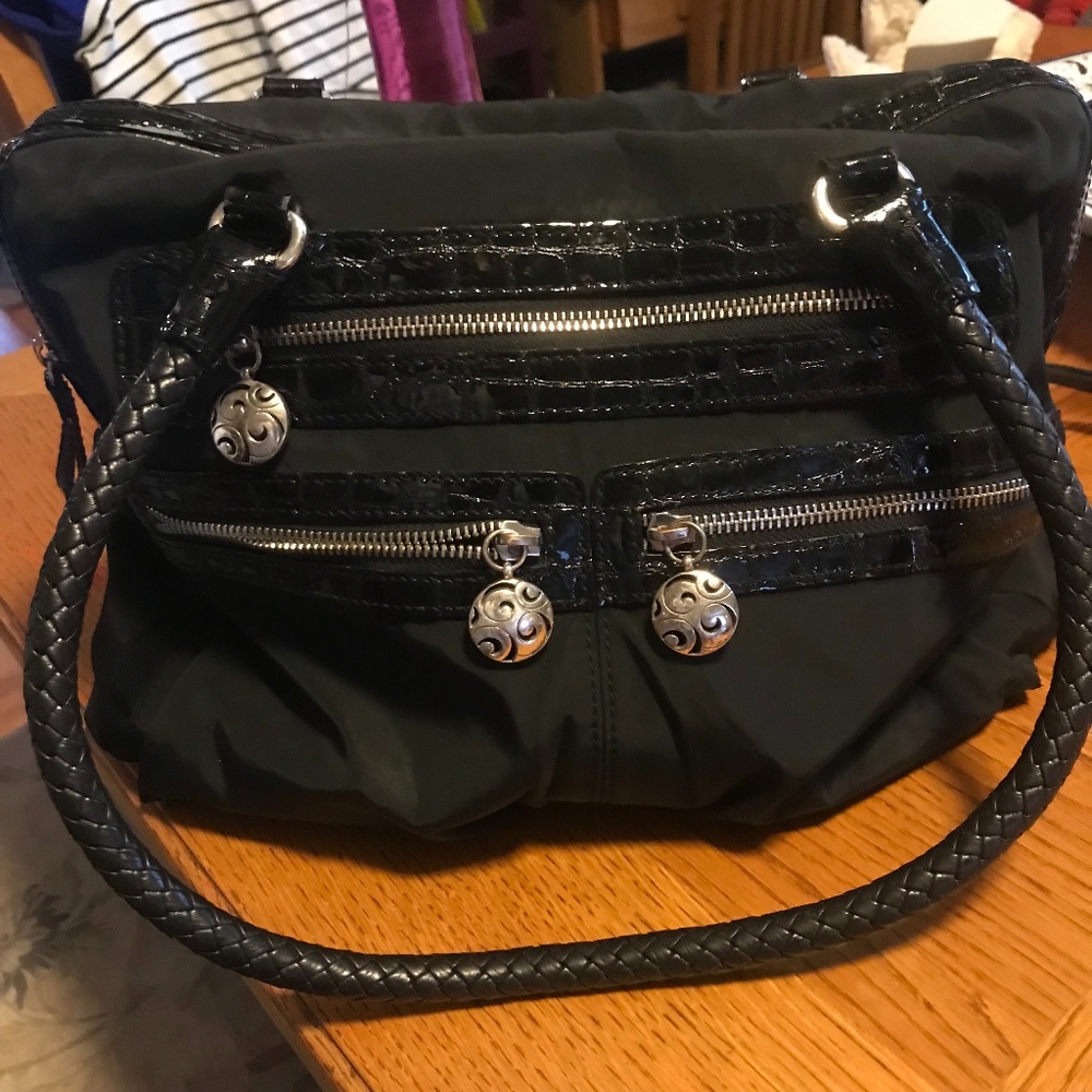 Brighton Patent Leather and Fabric Handbag